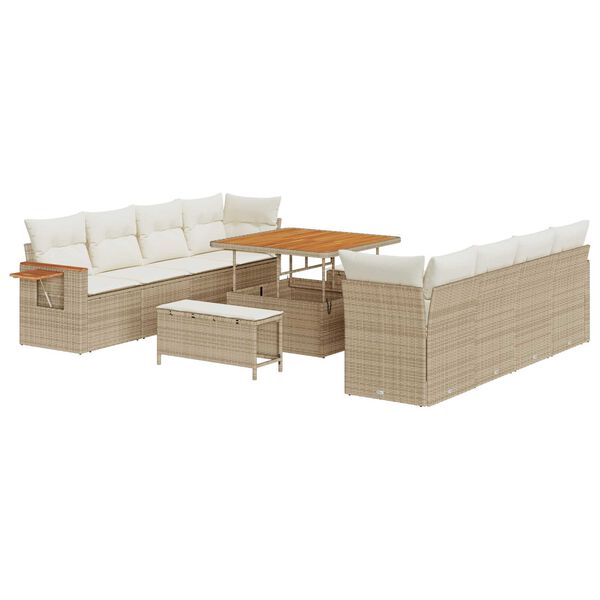 vidaXL Tuin Sofa Set met kussen 11 pcs beige en crèmekleurig