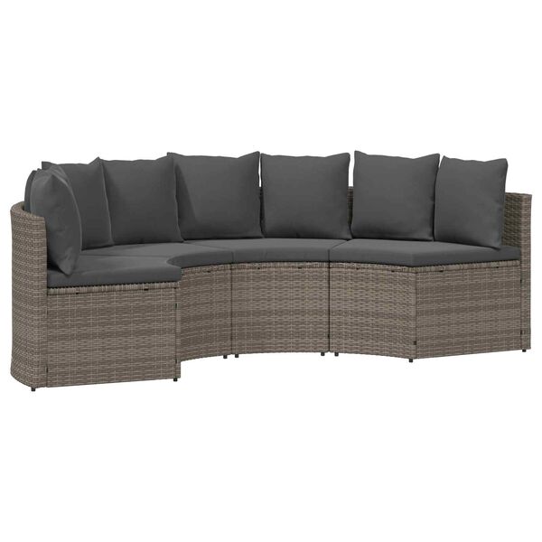 vidaXL 2-delige Loungeset met kussens poly rattan grijs