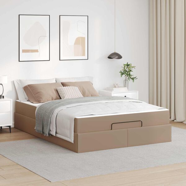 vidaXL Bedframe met matras met matras 2 pcs Tan PVC