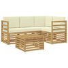 vidaXL Buiten bankenset met kussen 5 pcs Wit en cr&egrave;mekleurig Polyester