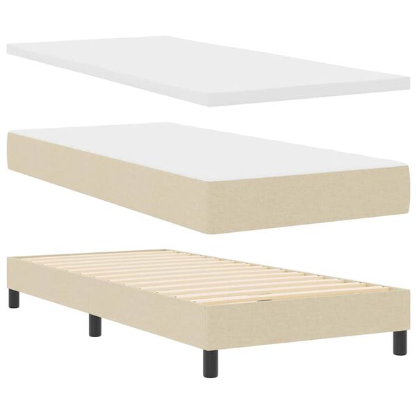 vidaXL Boxspringbed met matras met matras Cr&egrave;me 100 x 200 cm