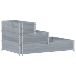 vidaXL Verhoogde plantenbak 3-laags 120x80 cm massief grenenhout grijs