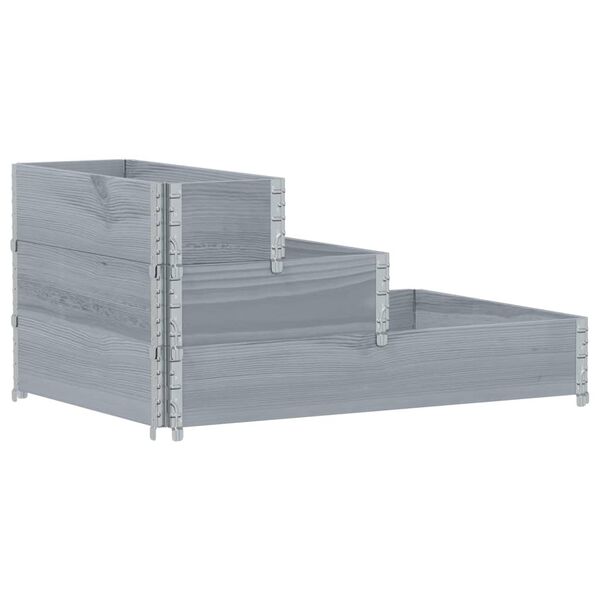 vidaXL Verhoogde plantenbak 3-laags 120x80 cm massief grenenhout grijs