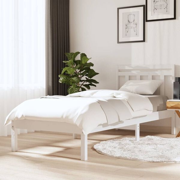 vidaXL Bedframe massief hout wit 90x190 cm