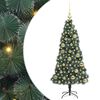 vidaXL Kunstkerstboom met verlichting en ballenset Groen 120 cm PET