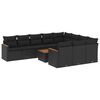 vidaXL 11-delige Loungeset met kussens poly rattan zwart