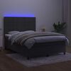 vidaXL Boxspring met matras en LED fluweel donkergrijs 140x200 cm