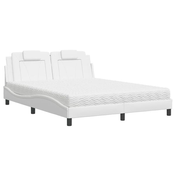 vidaXL Bed "Viana" met matras kunstleer wit 160x200 cm