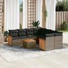 vidaXL 9-delige Loungeset met kussens poly rattan grijs