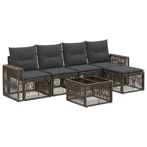 vidaXL Tuinbankenset 6 pcs Grijs en Donkergrijs poly rattan