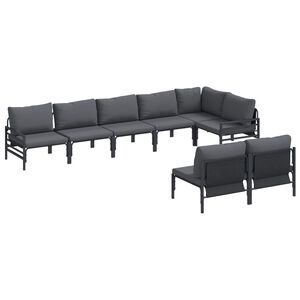 vidaXL Tuin Sofa Set met kussen Antraciet Staal