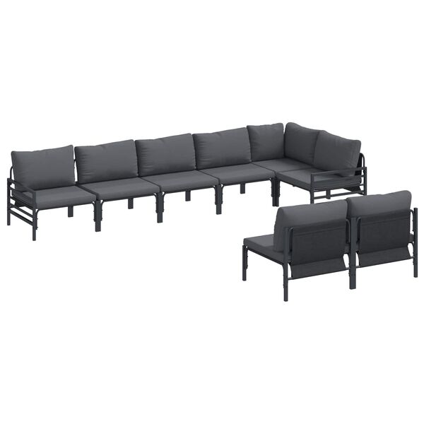 vidaXL Tuin Sofa Set met kussen Antraciet Staal