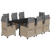 vidaXL 9-delige Tuinset met kussens poly rattan gemengd beige