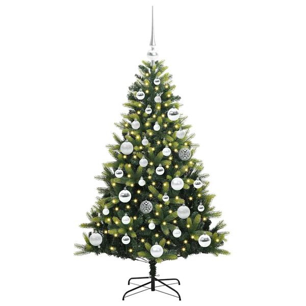 vidaXL Kunstkerstboom met scharnier 150 LEDs Groen 120 cm PVC en PE