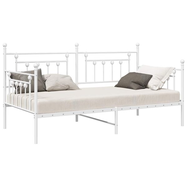 vidaXL Bedframe voor een daybed met hoofdeinde Wit 107 x 203 cm Staal