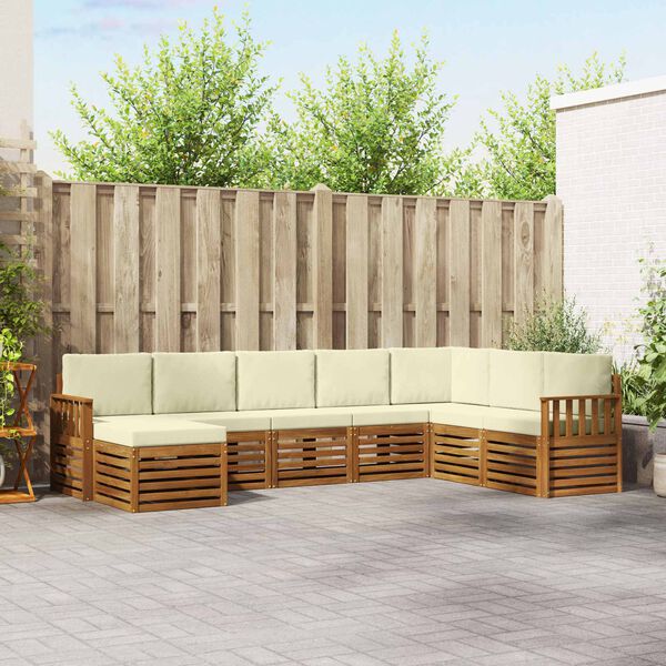 vidaXL Sofa-Sets 8 pcs Natuurlijk en Cr&egrave;me Massief Acaciahout
