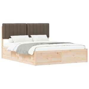 vidaXL Bedframe met Gevoerd Hoofdgedeelte Taupe 150 x 200 cm