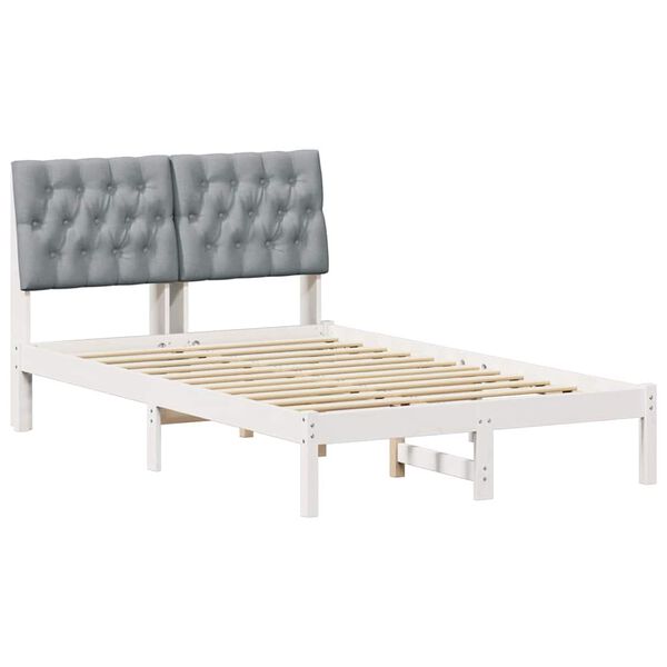 vidaXL Bedframe met Gevoerd Hoofdgedeelte Wit 120 x 190 cm