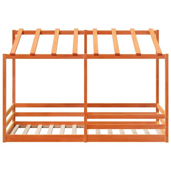 vidaXL Kinderbed met bedhuis 100x200 cm massief grenenhout wasbruin