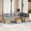 vidaXL Tuin Sofa Set met kussen met opslag 9 pcs Beige Poly riet