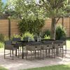 vidaXL Tuin eettafelset met kussen 9 pcs Grijs poly rattan