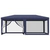 vidaXL Partytent met 6 mesh zijwanden 6x4 m HDPE blauw
