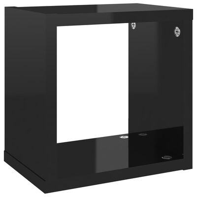 vidaXL Wandschappen kubus 6 st 22x15x22 cm hoogglans zwart