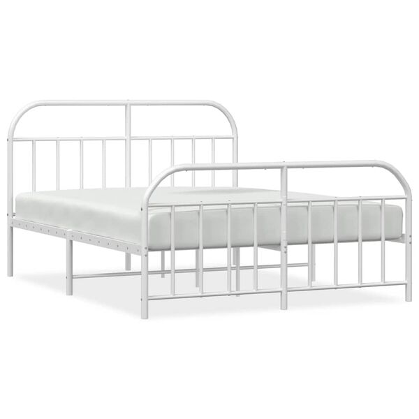 vidaXL Bedframe met hoofd- en voeteneinde metaal wit 150x200 cm