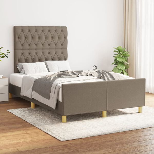 vidaXL Bedframe zonder matras 120x190 cm stof taupe