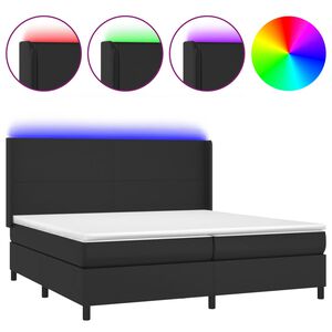 vidaXL Boxspring met matras en LED kunstleer zwart 200x200 cm