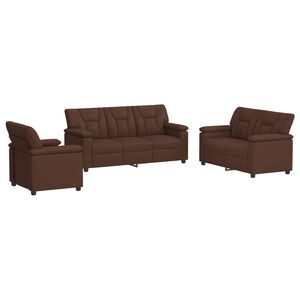 vidaXL Bankstel 3 pcs Bruin Kunstleer