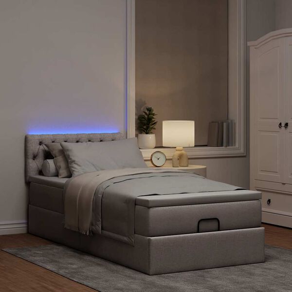 vidaXL Ottoman bed met matras en LED's 100x200 cm stof taupe
