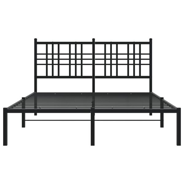 vidaXL Bedframe met hoofdbord metaal zwart 140x200 cm