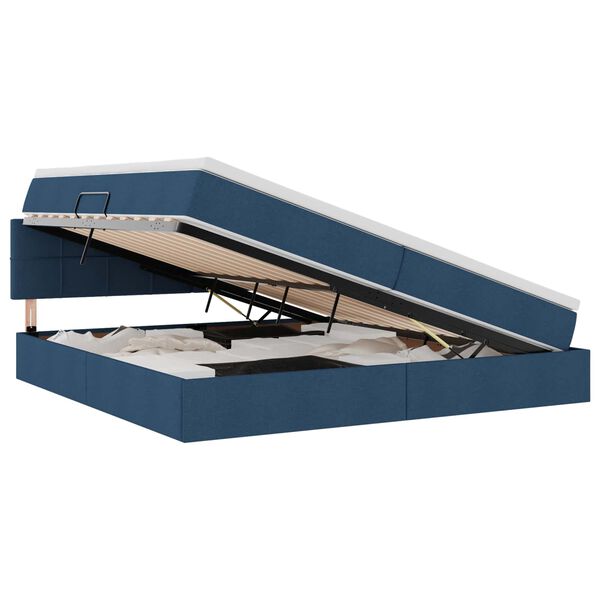 vidaXL Opbergbed met LED met matras met LED Blauw 200 x 200 cm Stof