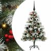 vidaXL Kunstkerstboom Groen en wit 120 cm PVC en Metaal en Plastic