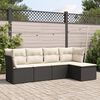 vidaXL 5-delige Loungeset met kussens poly rattan zwart