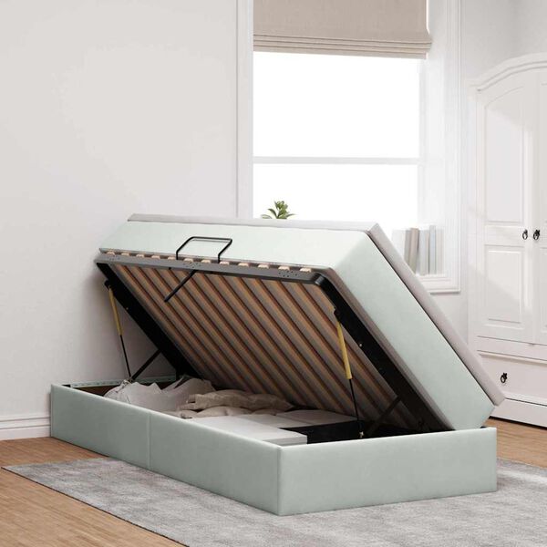 vidaXL Opbergbed met matras met matras Lichtgrijs 100 x 200 cm Fluweel