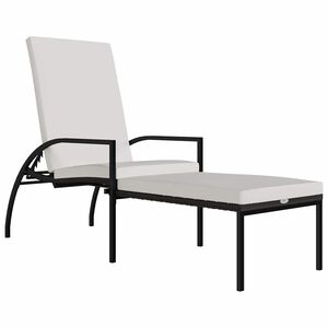 vidaXL Ligbed met voetensteun polyetheen rattan bruin