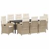 vidaXL Tuin eettafelset 9 st Beige poly rattan