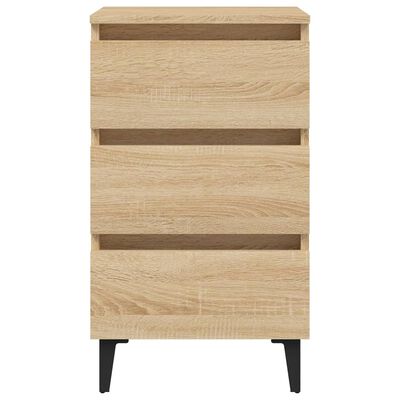 vidaXL Nachtkastje met metalen poten 40x35x69 cm bruineikenkleurig
