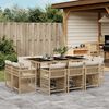 vidaXL 11-delige Tuinset met kussens poly rattan beige