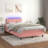 vidaXL Boxspring met matras en LED fluweel roze 120x200 cm
