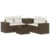 vidaXL Bankstel 6 st Bruin en Cr&egrave;me Wit Poly Rattan en Staal