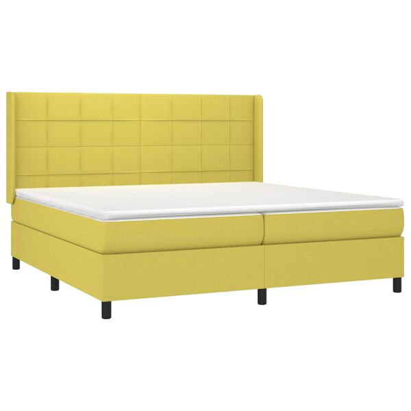 vidaXL Boxspring met matras en LED stof groen 200x200 cm