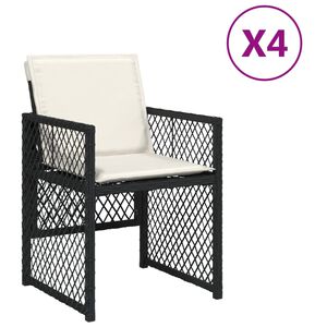 vidaXL Tuinstoelen 4 st met kussens poly rattan zwart