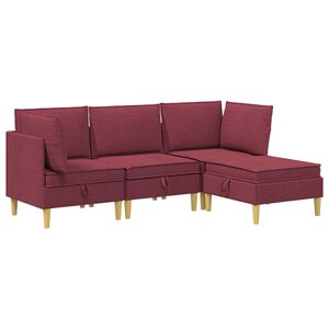 vidaXL Modulaire Sofa Set met Opslag 4 st Wijnrood Stof