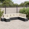 vidaXL Tuin Sofa Set met kussen 8 pcs Zwart en Cr&egrave;me poly rattan