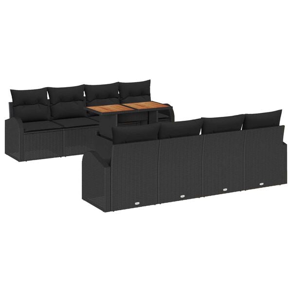 vidaXL Tuin Sofa Set met kussen 7 pcs Zwart