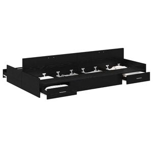 vidaXL Opbergbedframe met lade Zwart Eiken 120 x 200 cm Bewerkt hout