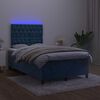 vidaXL Boxspring met matras en LED fluweel donkerblauw 120x200 cm